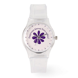 Montre Le bonheur fleurit de l'intérieur ! - Fleur pourpr