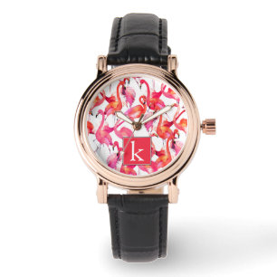 Montre Le Flamant rose d'aquarelle dans les aquarelles
