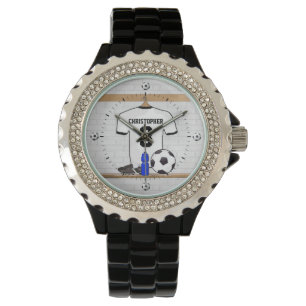 Montre Le football Jersey noir blanc personnalisé du