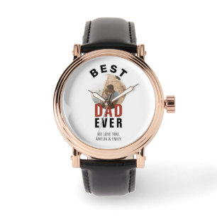 Montre Le meilleur papa jamais père photo ronde de la jou