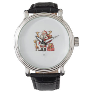 Montre Le Père Noël américain tient une Girafe présente N