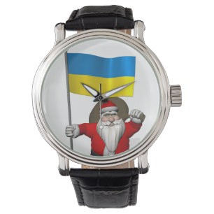 Montre Le Père Noël Avec L'Enseigne De L'Ukraine