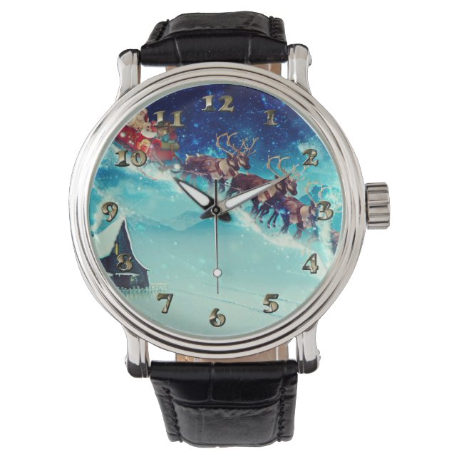 Montre Le Père Noël vole avec un renne (devant)