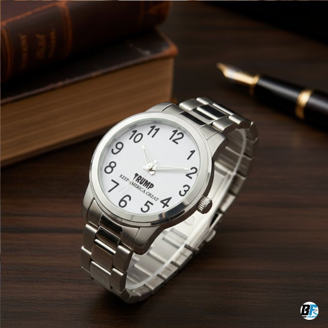 Montre Le président Donald Trump garde un grand drapeau à (Créateur téléchargé)