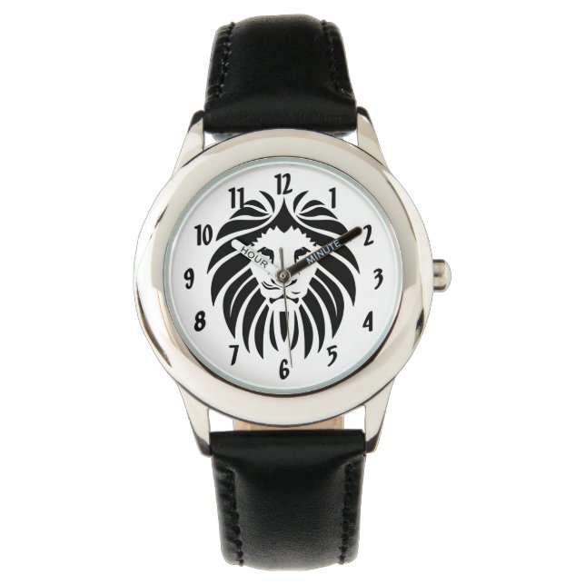 Montre Le roi de la jungle face de lion en noir (devant)