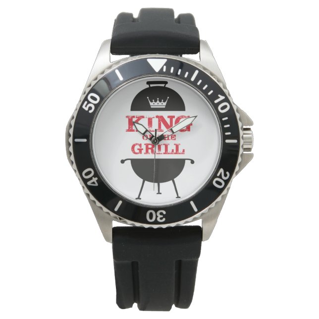 Montre Le Roi Du Grill, Blanc Noir Couronne Rouge (devant)