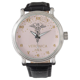 Montre Le symbole de caducée rougissent des infirmières