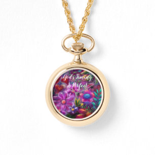Montre Le Timing de Dieu est parfait Floral Abstrait rose