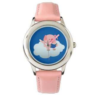 Montre Lecteur de cochon de dessin mignon sur la surveill