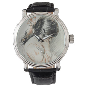 Montre Lecture de Paulette se reposant sur son chien de