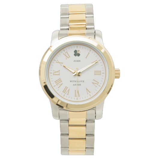 Montre Legacy Gold Clover Custom Mens Anniversary Gift (devant)