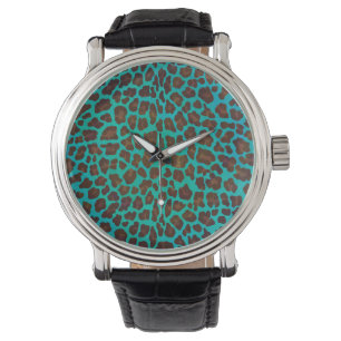 Montre Léopard Brown et Turquoise