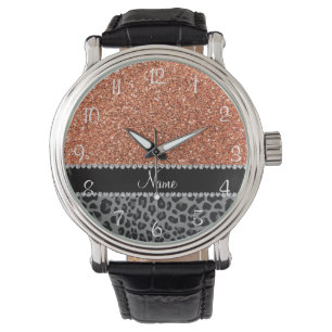 Montre Léopard orange en pastel nommé de noir de partie