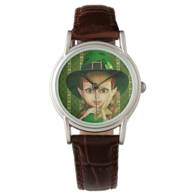 Montre Leprechaun Girl St. Patrick's Day Watch (devant)