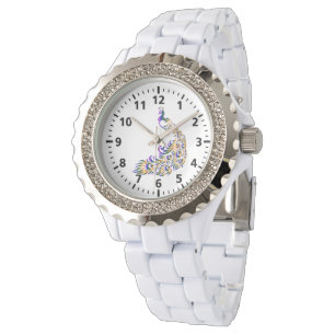 Montre Les femmes regardent l'émail blanc de Rhinestone