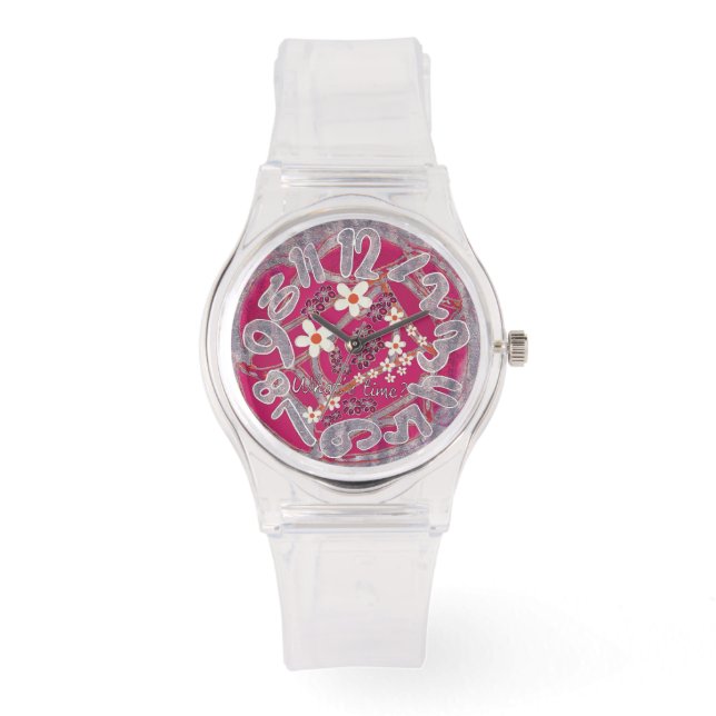 Montre Les femmes regardent rose style fleur (Recto)