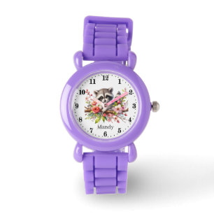 Montre Les filles adorent raccoon ajouter le nom