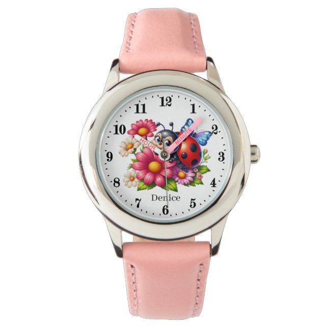 Montre Les filles mignonnes amateurs de coccinelle ajoute (devant)
