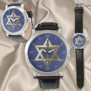 Montre L'étoile d'or de David avec Croix Brown