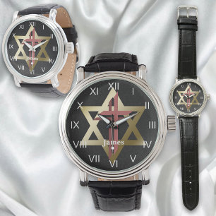 Montre L'étoile d'or de David avec Croix Rouge Brown