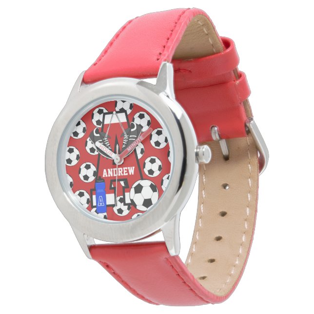 Montre Lettre A Monogramme de soccer personnalisée (Incliné)