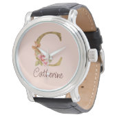 MONTRE LETTRE C D'HUILE D'OR ROUGE ROSE BLANCHE (Incliné)