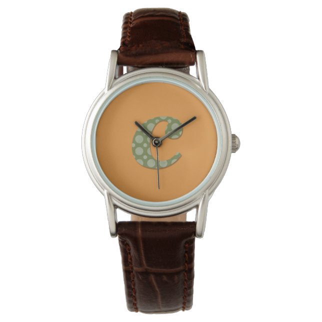 Montre Lettre C Monogramme Vert et Jaune (devant)