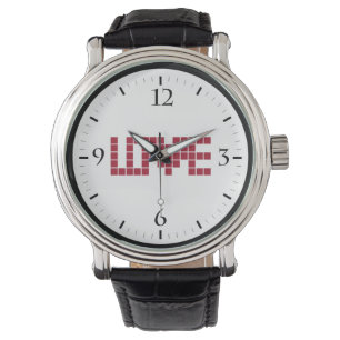 Montre LETTRE carré d'amour rouge mou