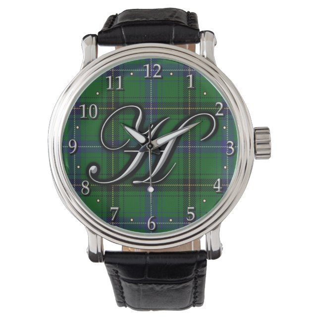Montre Lettre Clan Henderson H Monogramme Tartan (devant)