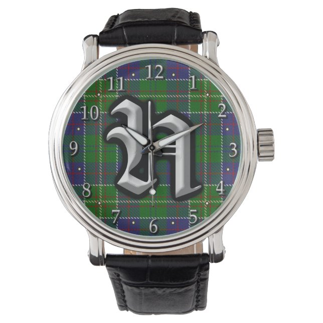 Montre Lettre Clan Hunter H Monogramme Tartan (devant)
