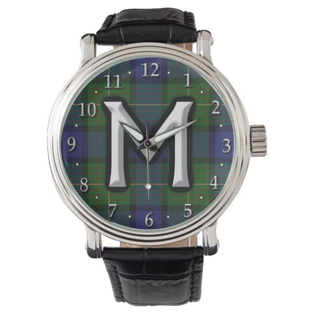 Montre Lettre Clan Muir M Monogram Tartan (devant)