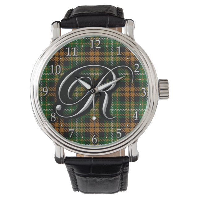 Montre Lettre Clan Ramsay Ramsey R Monogram Orange Tartan (devant)