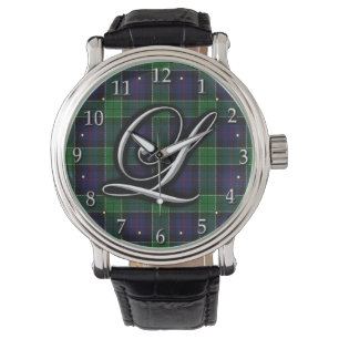 Montre Lettre L tartan de Leslie de clan de chasse de