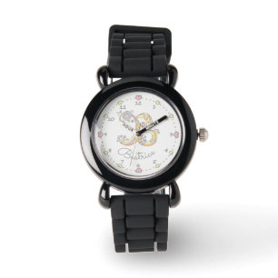 Montre Lettre monogramme B coeur de doodle filles Béatri