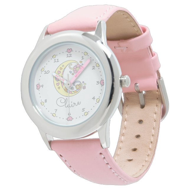 Montre Lettre monogramme C doodle heart girls claire cust (Incliné)
