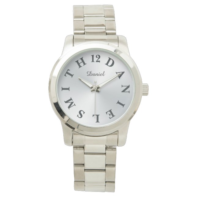 Montre Lettre personnalisée Dial Argent Gradient (devant)