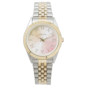 Montre Lettre personnalisée Dial Rose Rose Gold Gradient