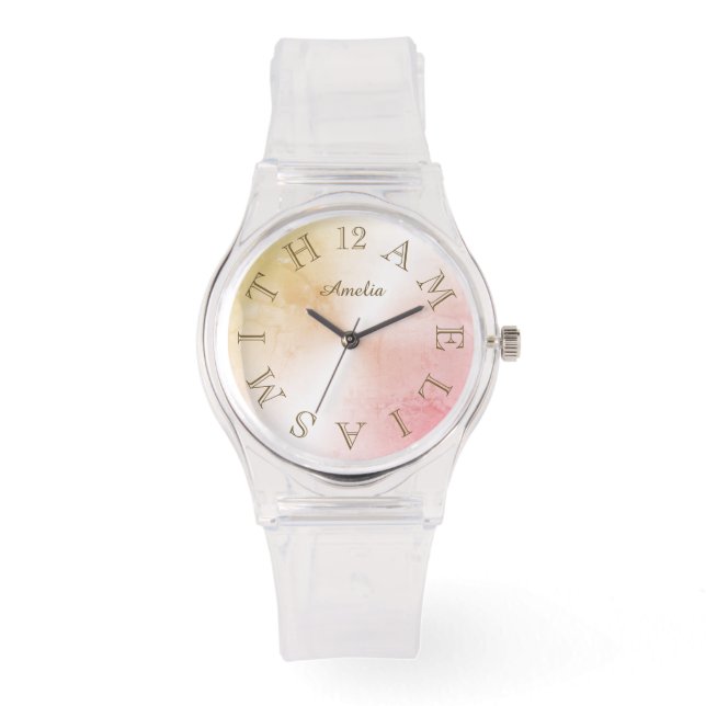 Montre Lettre personnalisée Dial Rose rose or Gradient (Recto)