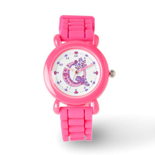 Montre Lettre Q rose monogramme fille personnalisée regar
