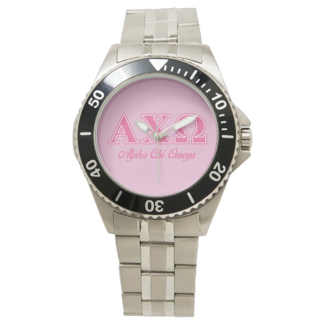 Montre Lettres Alphi Chi Omega rose (devant)