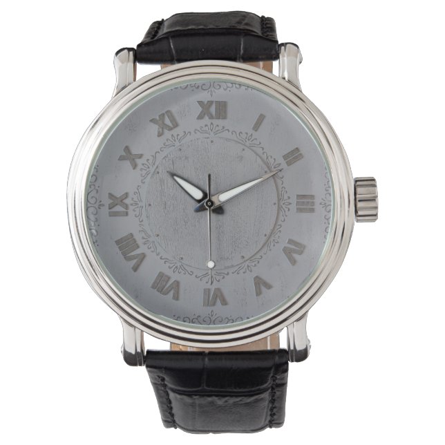 Montre lettres romaines fond gris (devant)