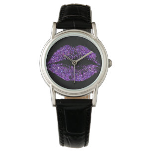 Montre Lèvres à Parties scintillant violette
