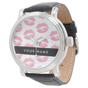 Montre Lèvres Roses, Baiser, Baguette à lèvres, Votre Nom