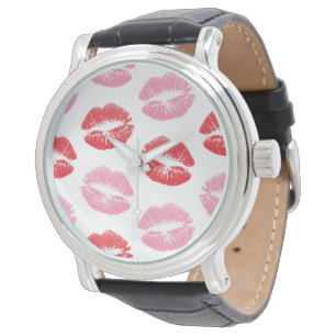 Montre Lèvres rouges et roses, motif de lèvres, rouge à l