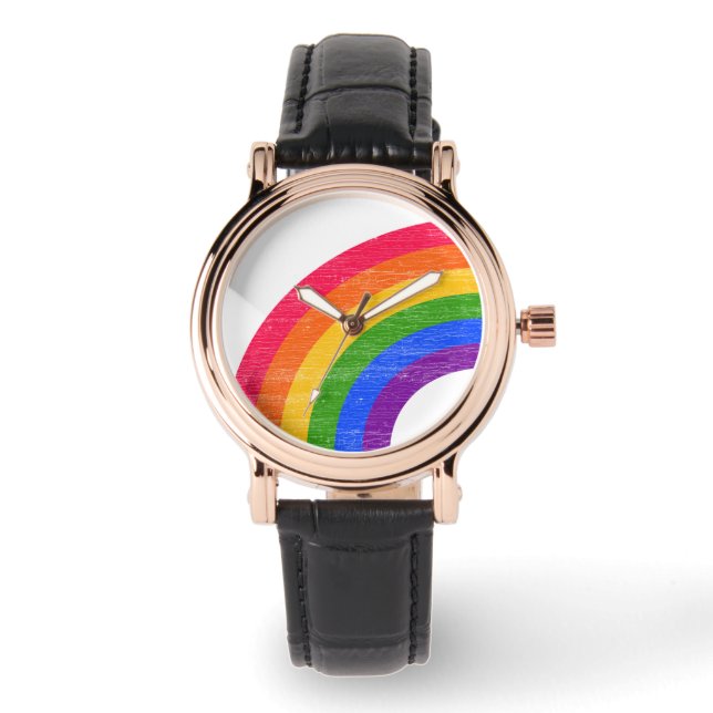 Montre LGBT Gay Matching Couple Arc-en-ciel Retro détendu (Recto)