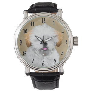 Montre Lhasa Apso Puppy Peinture - Cute Original Chien Ar