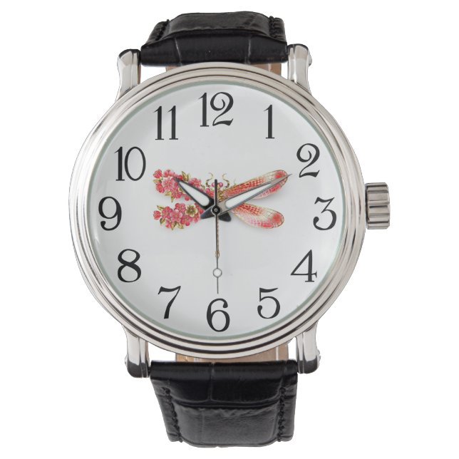 Montre libellule de fleurs avec sakura de bijoux (devant)