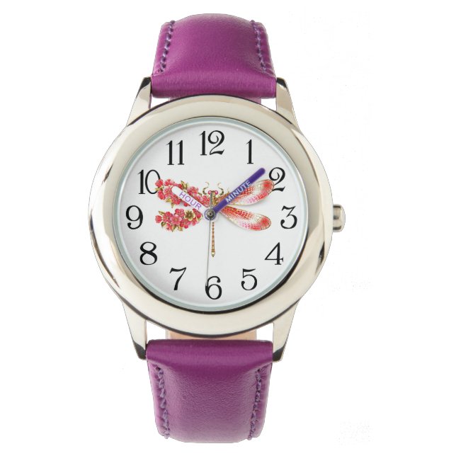 Montre libellule de fleurs avec sakura de bijoux (devant)