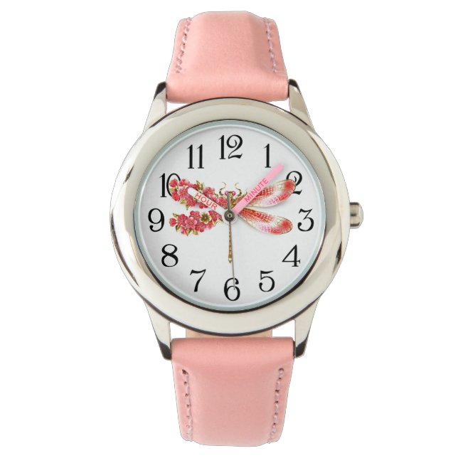 Montre libellule de fleurs avec sakura de bijoux (devant)