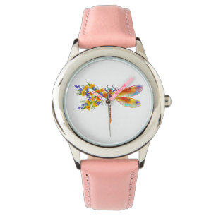 Montre libellule de fleurs jaunes
